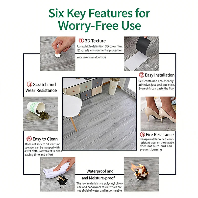 Self-Adhesive Floor Sticker 10Pcs 45X15Cm