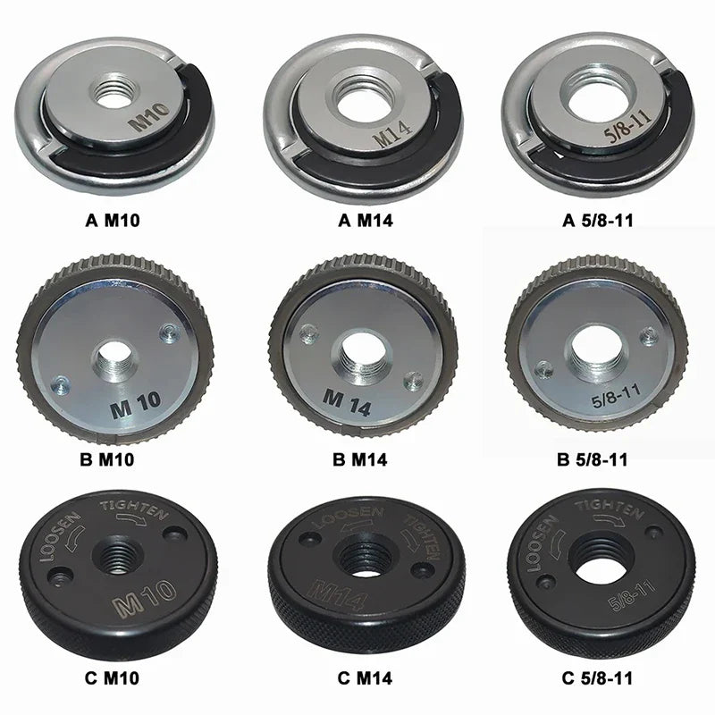 Quick-Lock Angle Grinder Nut for M10/M14 Grinders