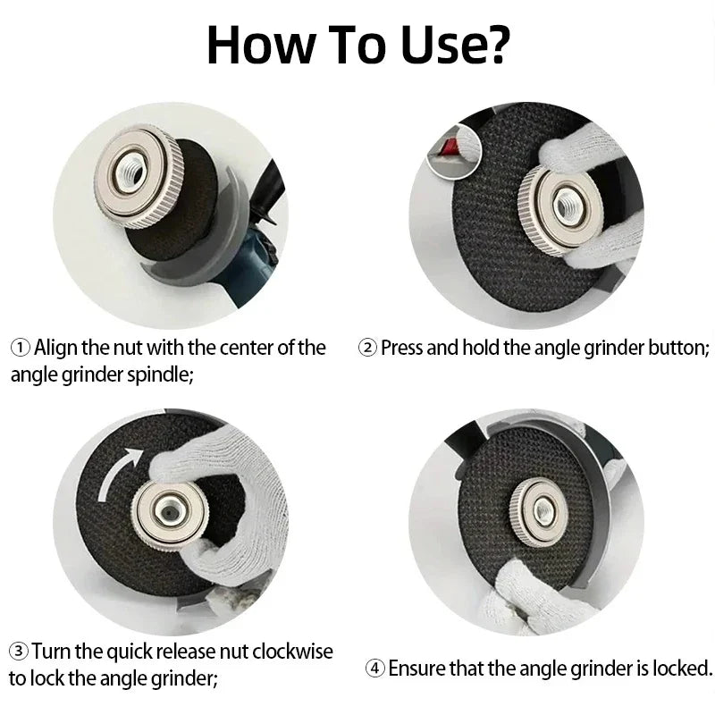 Quick-Lock Angle Grinder Nut for M10/M14 Grinders
