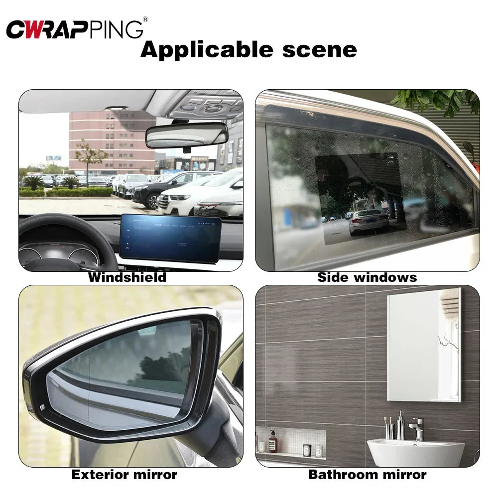 Anti-Fog Waterproof Rearview Mirror Film Kit